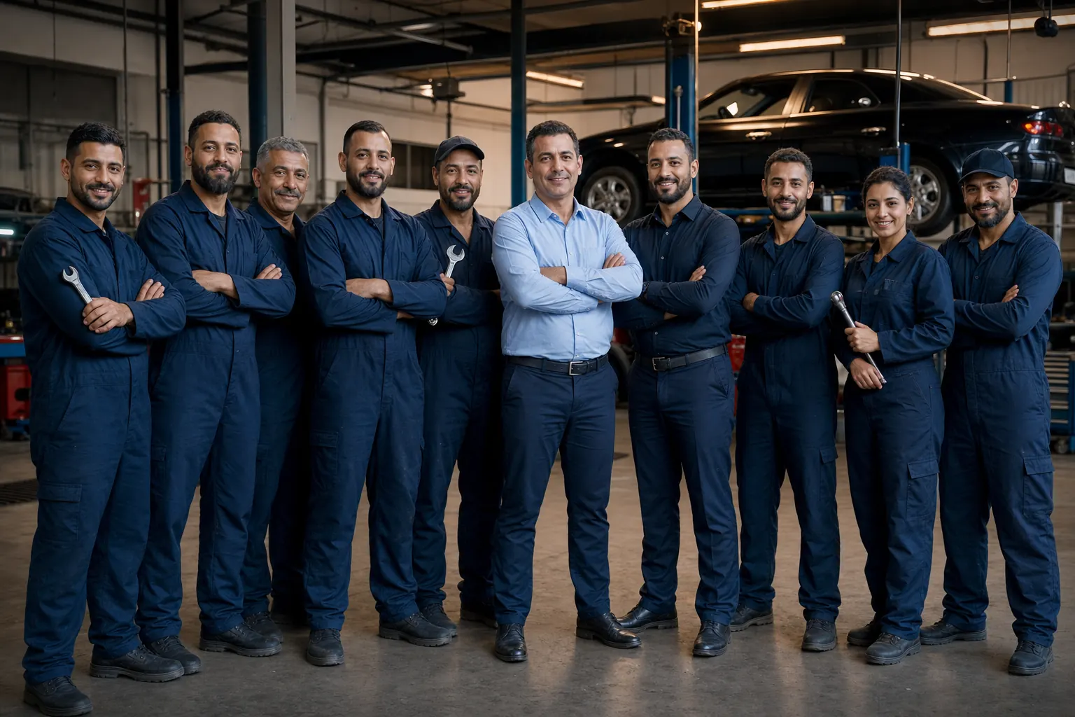L'équipe de techniciens de Score Auto dans l'atelier de Kénitra