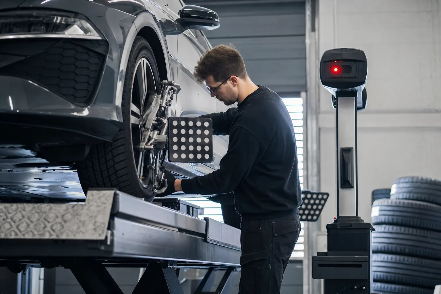 Contrôle de géométrie sur banc de réglage chez Score Auto Kénitra